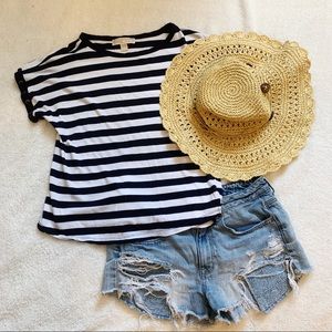 Michael Kors Blue & White Striped Top